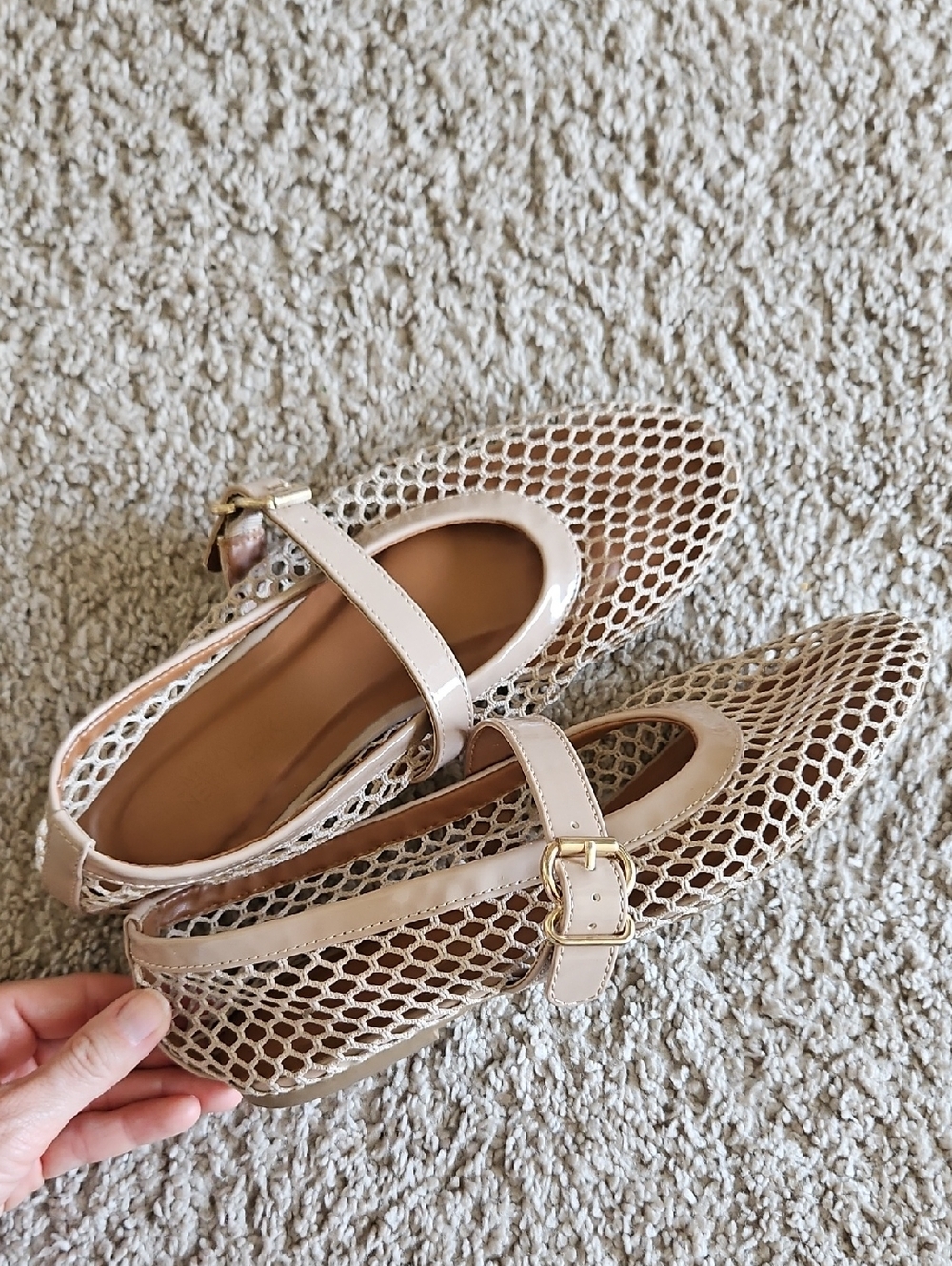 Mesh Mary Jane Flats in Nude W9 EMMA